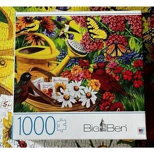 Garden Friends 1,000 Piece Jigsaw Puzzle Big Ben 27”x20” Used Missing C9 & R27